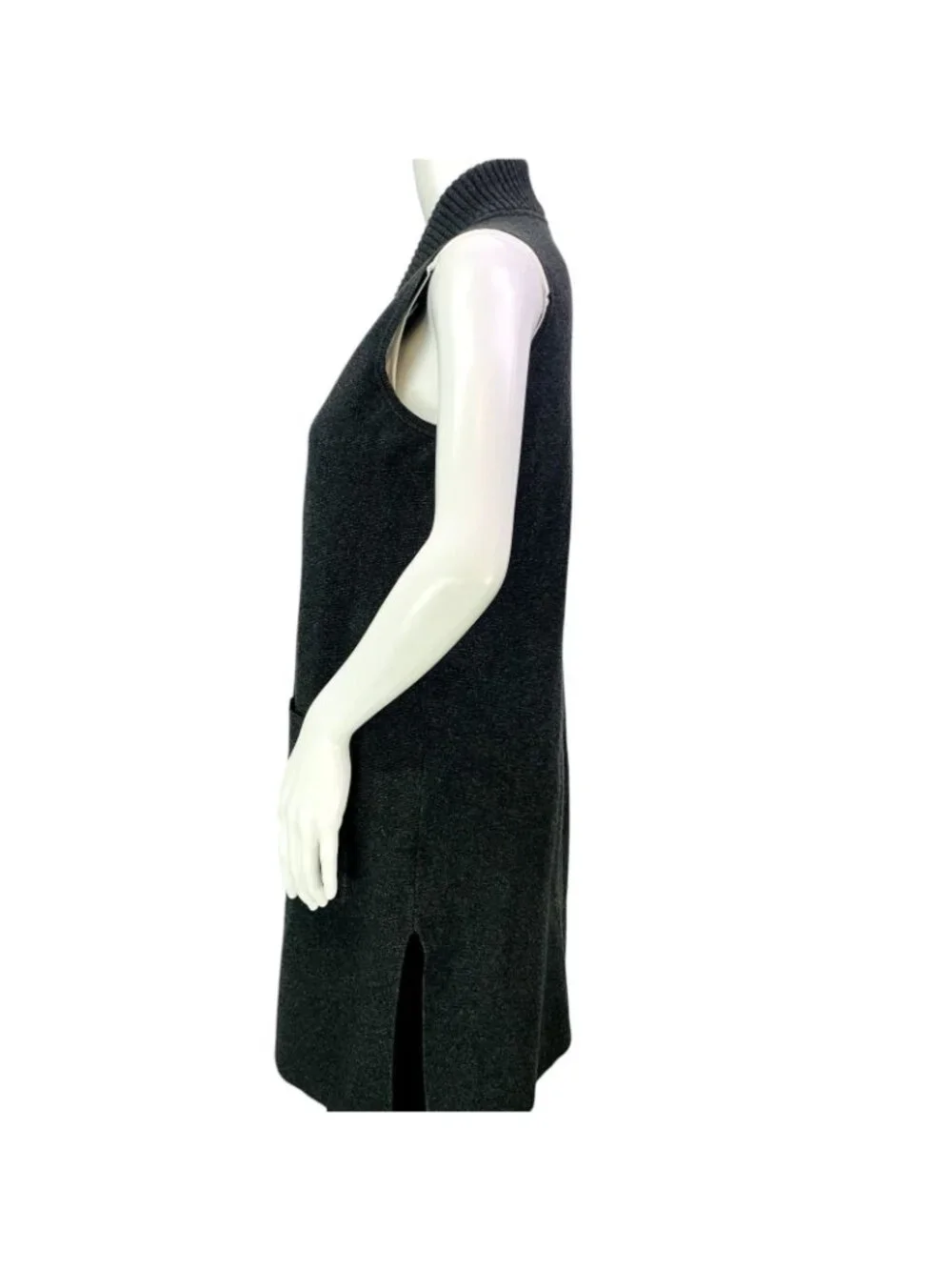 Chicos Womens Pocket Sweater Vest Gray Open Front Duster Size 0 | S - Picture 6 of 15